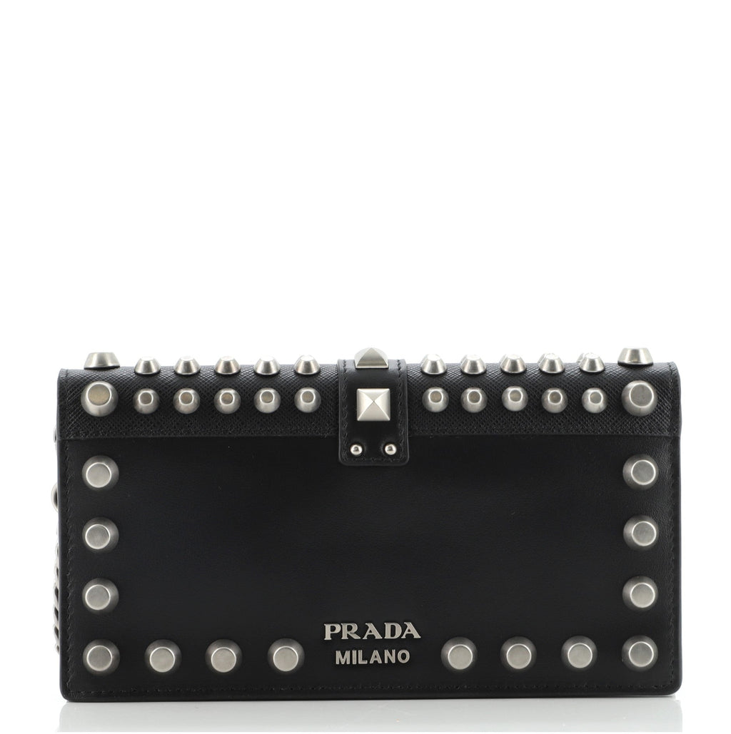 Cahier Crossbody Bag Studded City Calf and Saffiano Leather Mini