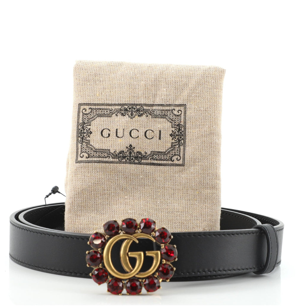 Crystal GG Marmont Belt Leather Thin 85