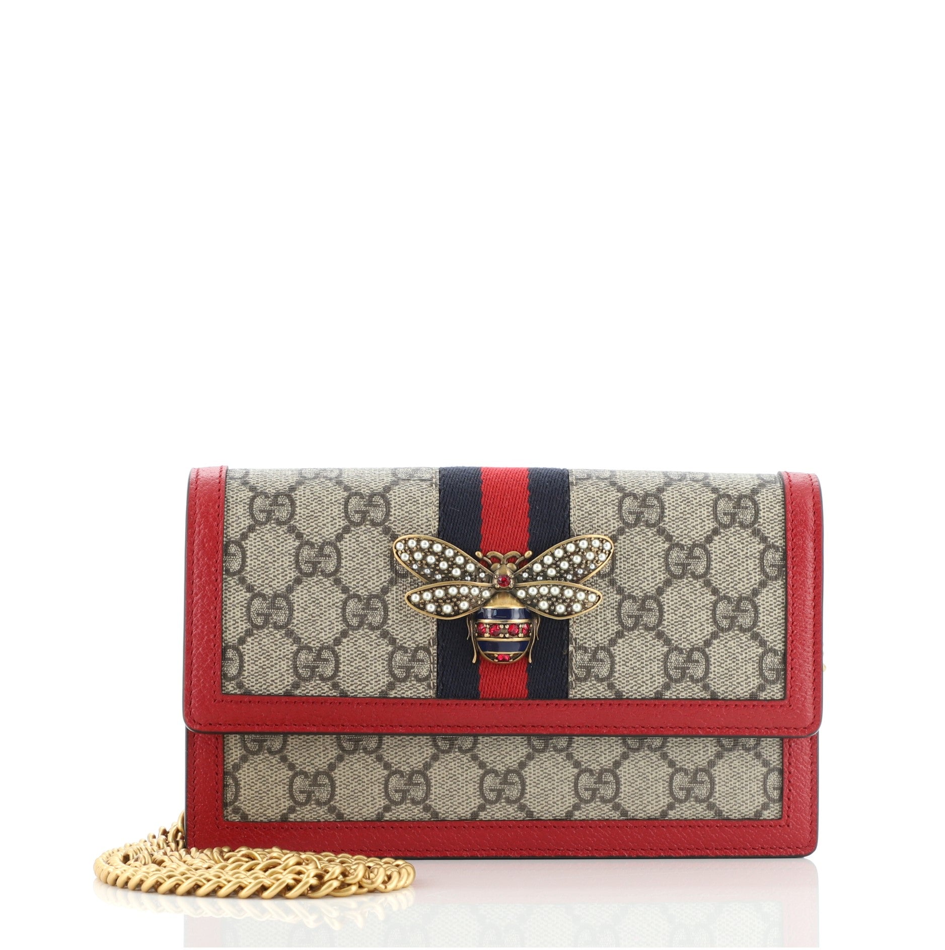 Queen Margaret Chain Wallet GG Coated Canvas Mini