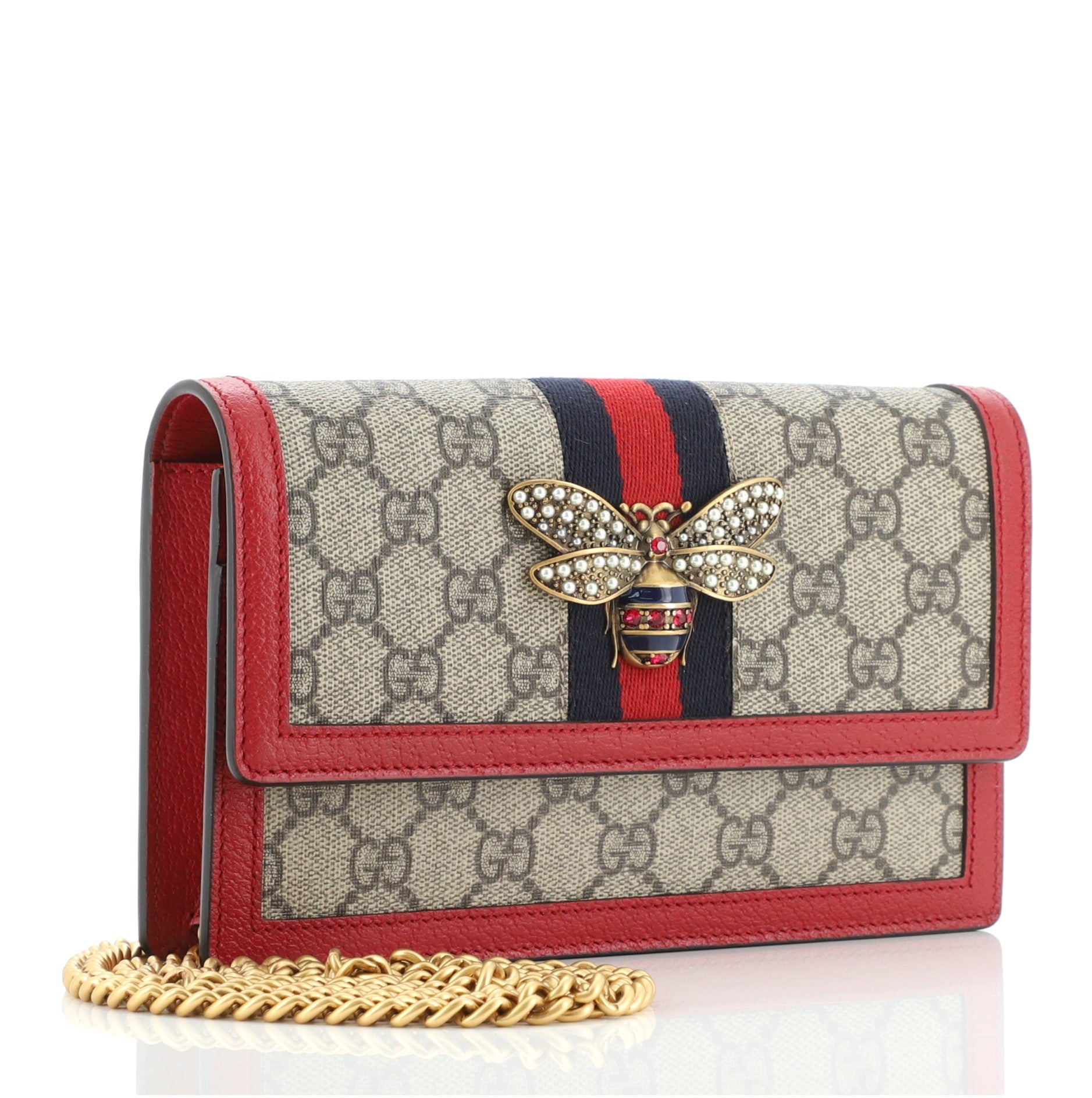 Queen Margaret Chain Wallet GG Coated Canvas Mini