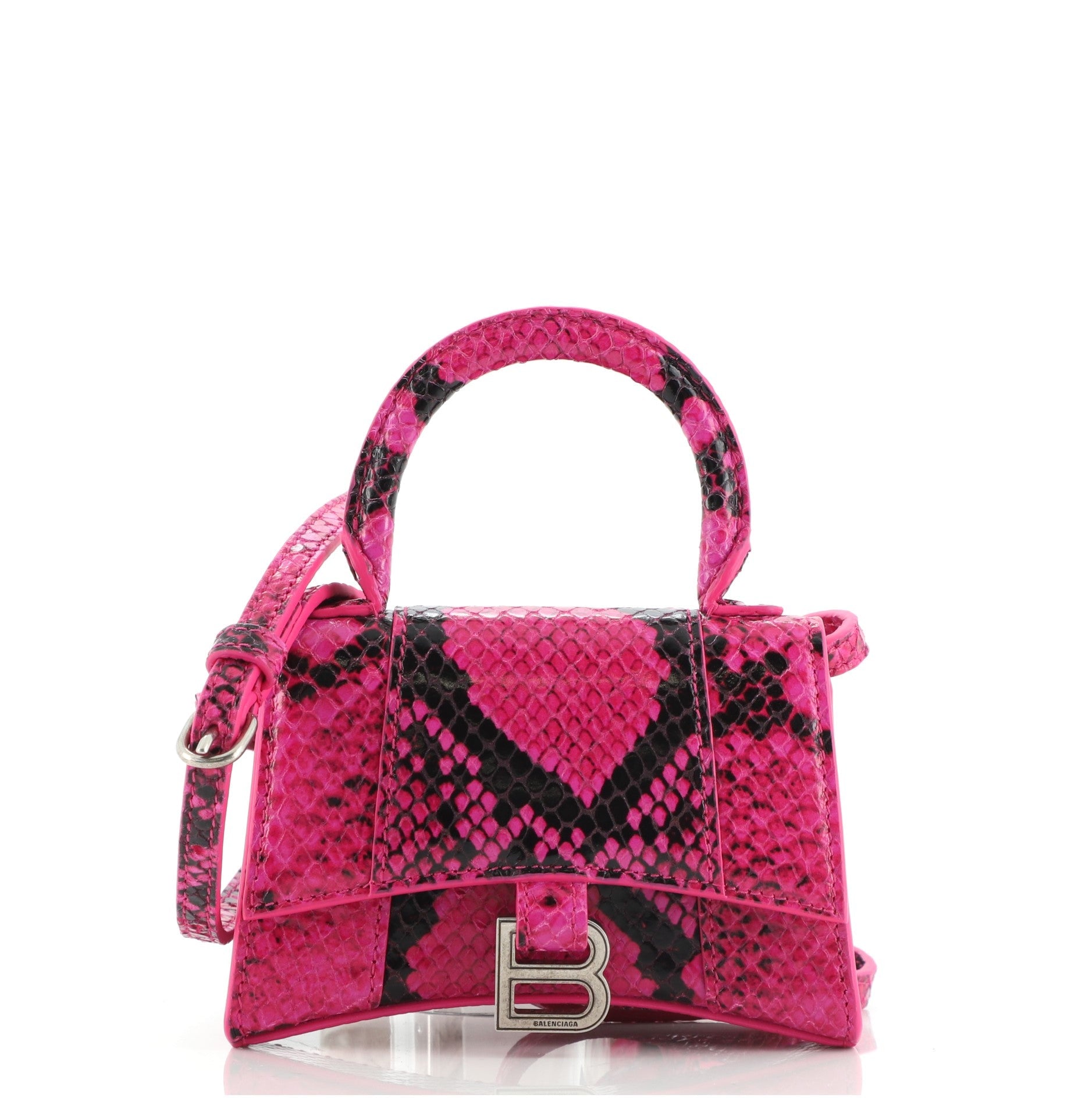 Hourglass Top Handle Bag Python Embossed Leather Mini