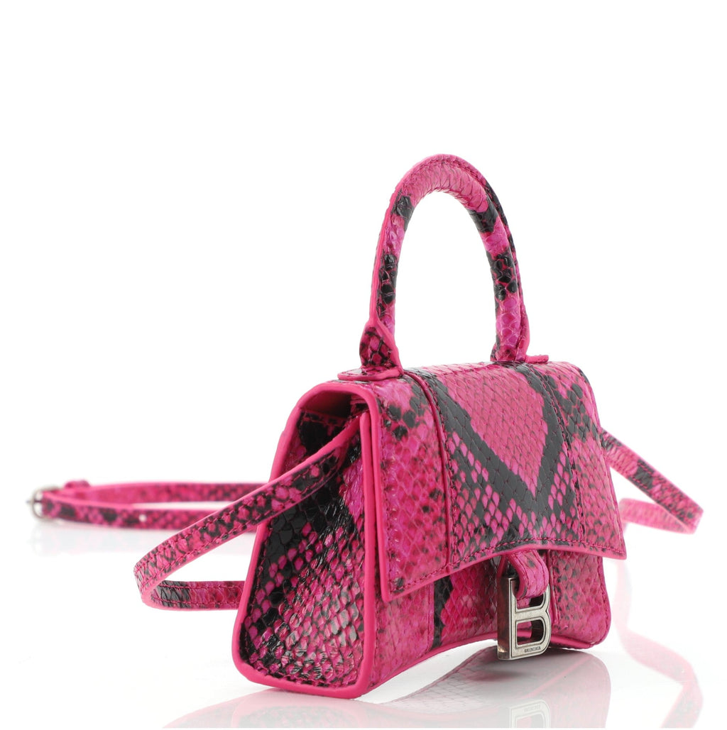 Hourglass Top Handle Bag Python Embossed Leather Mini
