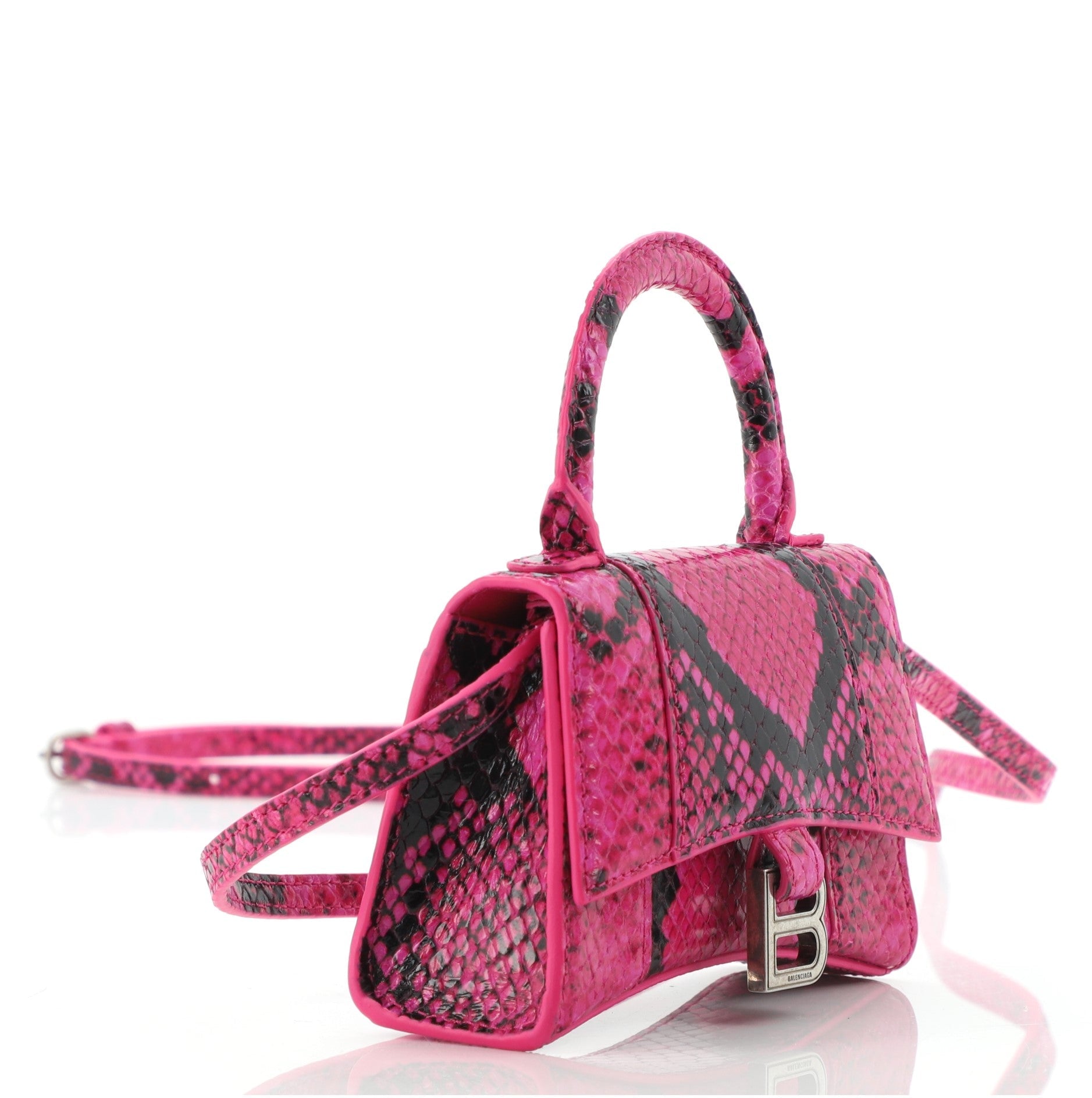 Hourglass Top Handle Bag Python Embossed Leather Mini