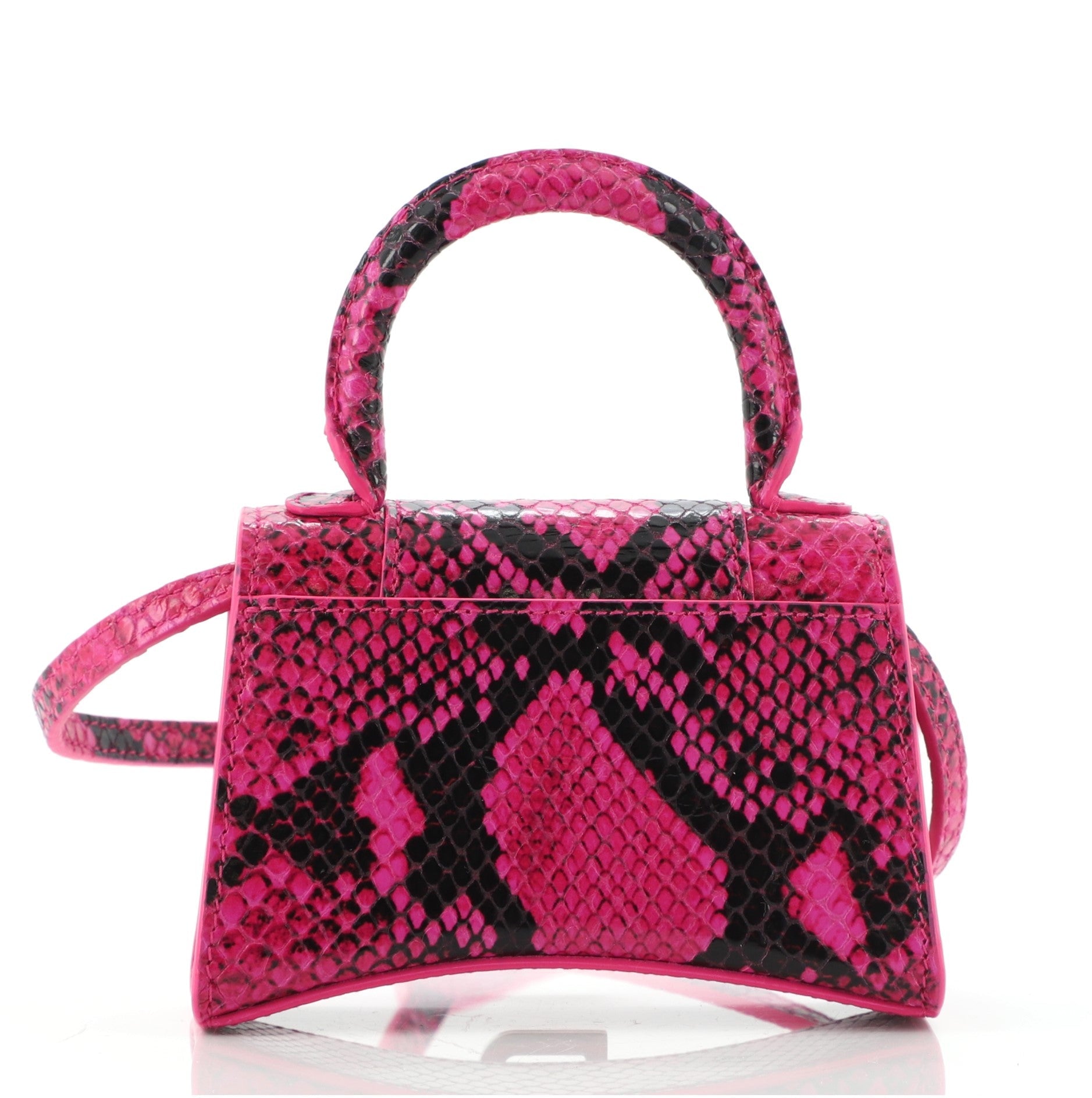 Hourglass Top Handle Bag Python Embossed Leather Mini