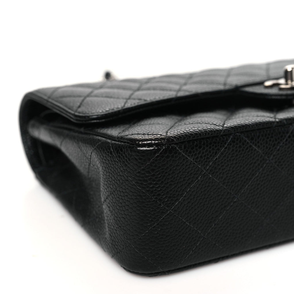 Caviar Quilted Medium Double Flap Black