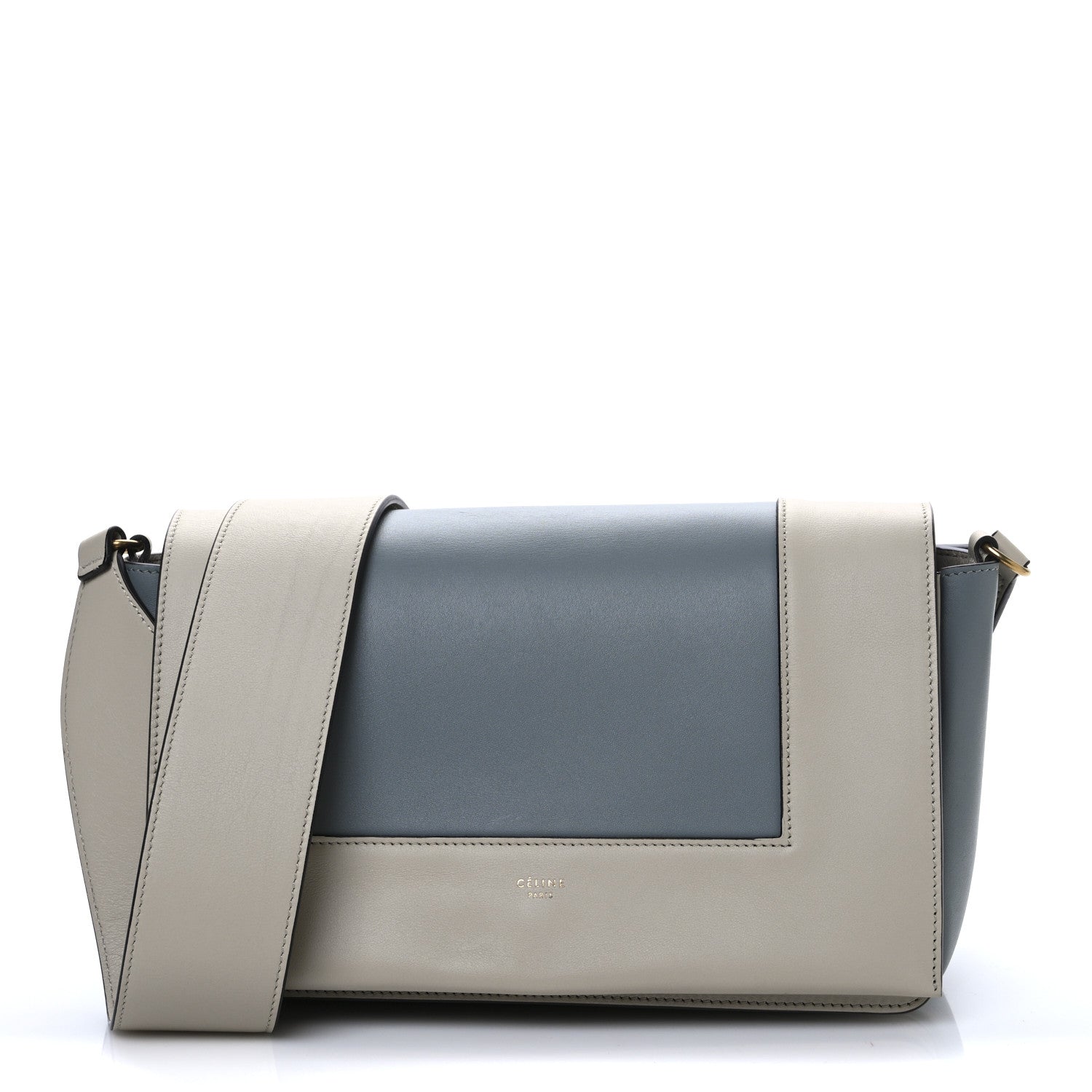 Shiny Smooth Calfskin Medium Frame Shoulder Bag Grege Storm