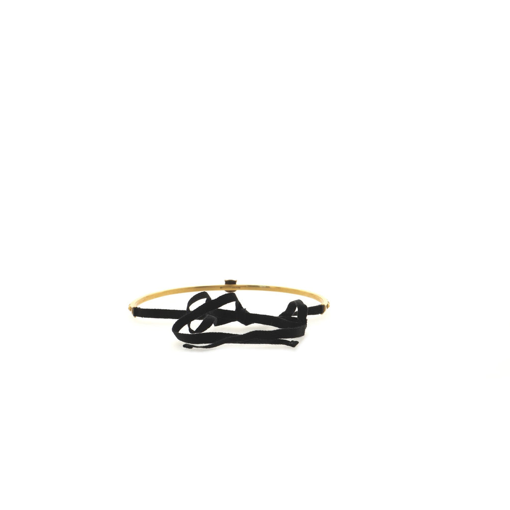 Feline Head Ribbon Choker Necklace Metal with Fabric