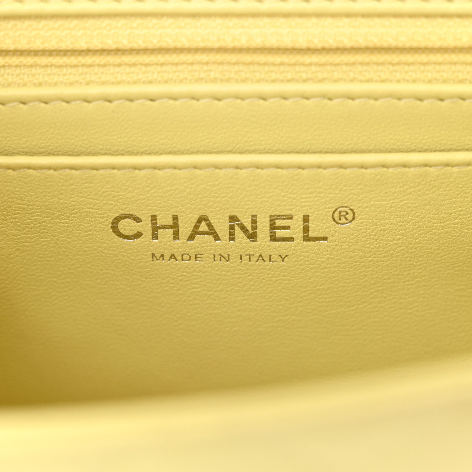 Lambskin Quilted Mini Square Flap Light Yellow
