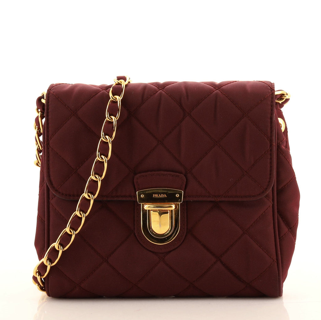 Pushlock Chain Flap Bag Quilted Tessuto Mini