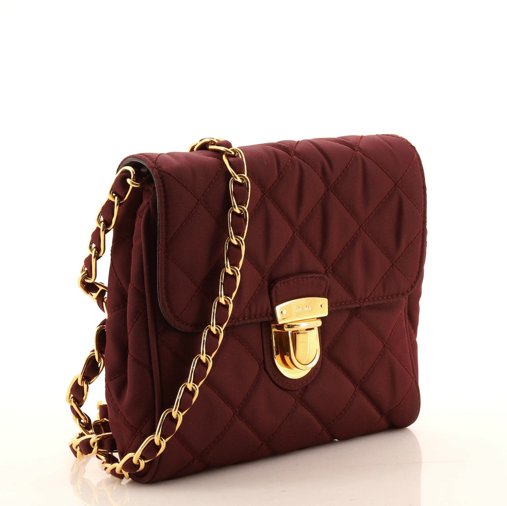 Pushlock Chain Flap Bag Quilted Tessuto Mini