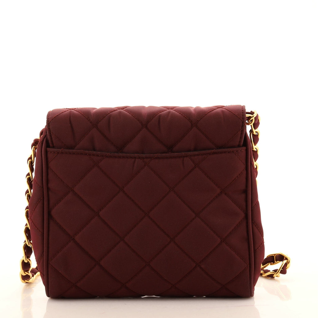 Pushlock Chain Flap Bag Quilted Tessuto Mini