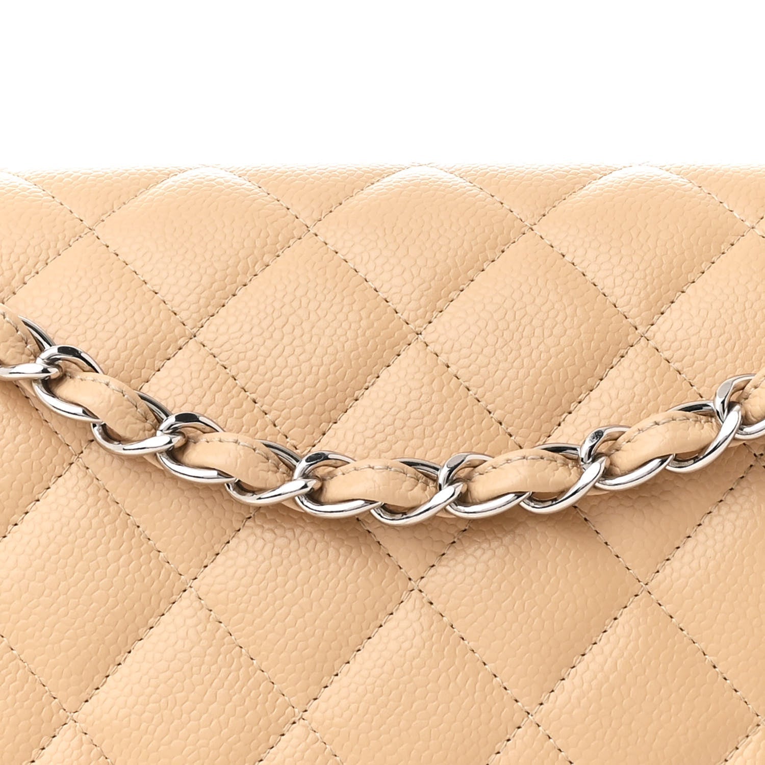 Caviar Quilted Jumbo Double Flap Beige Clair