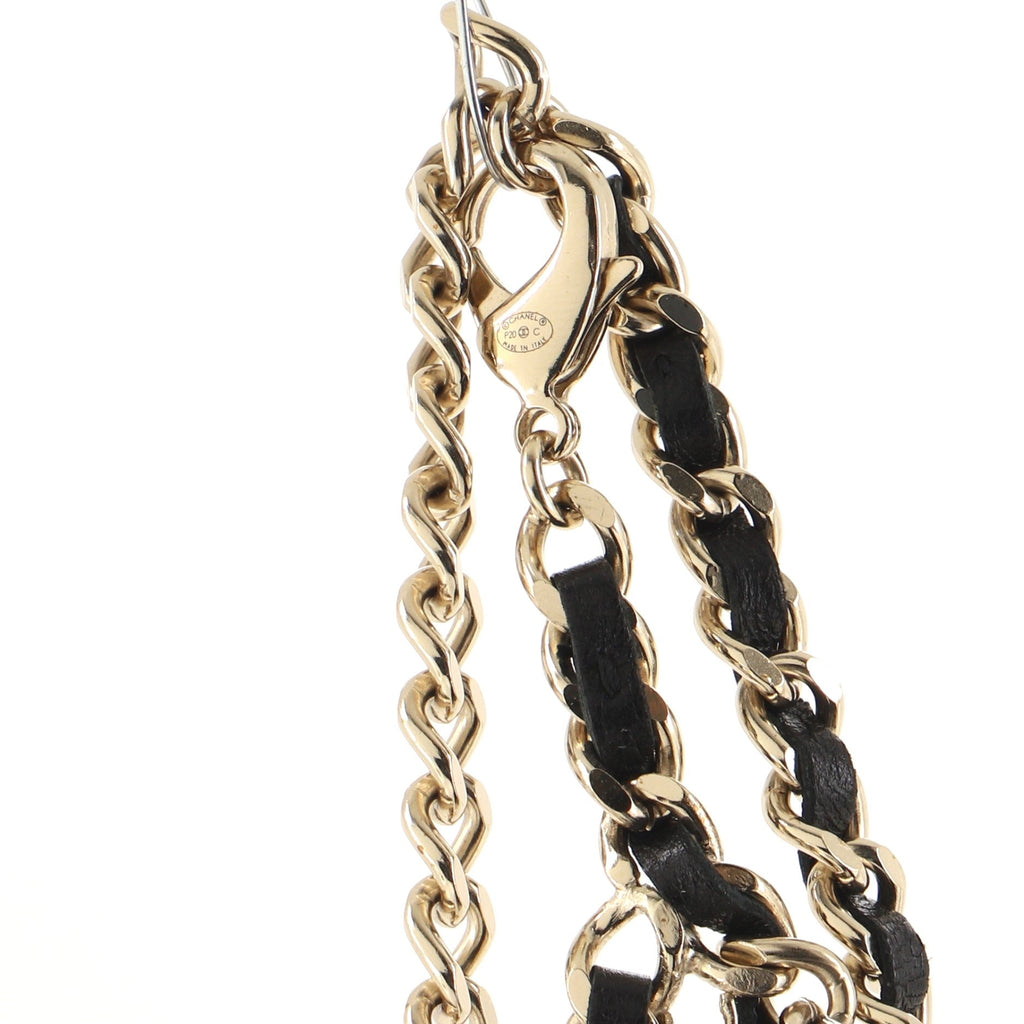 Vintage Allure Multistrand Chain Belt Metal with Leather, Crystals and Faux Pearls 95