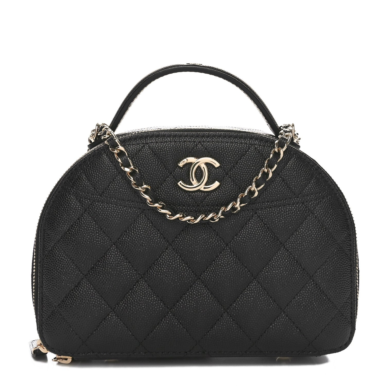 Caviar Quilted Top Handle Vanity Case Black