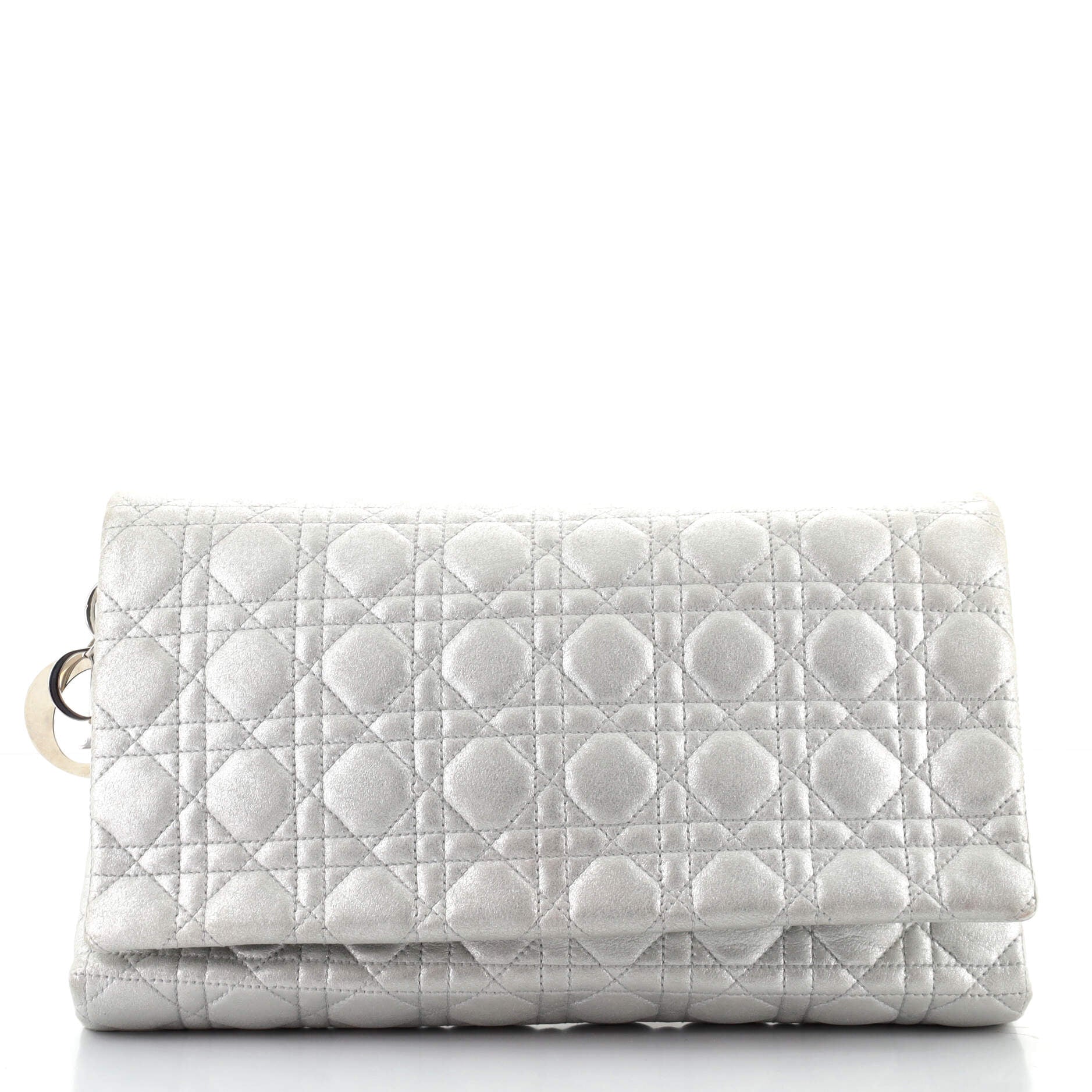 Flap Clutch Cannage Quilt Metallic Leather