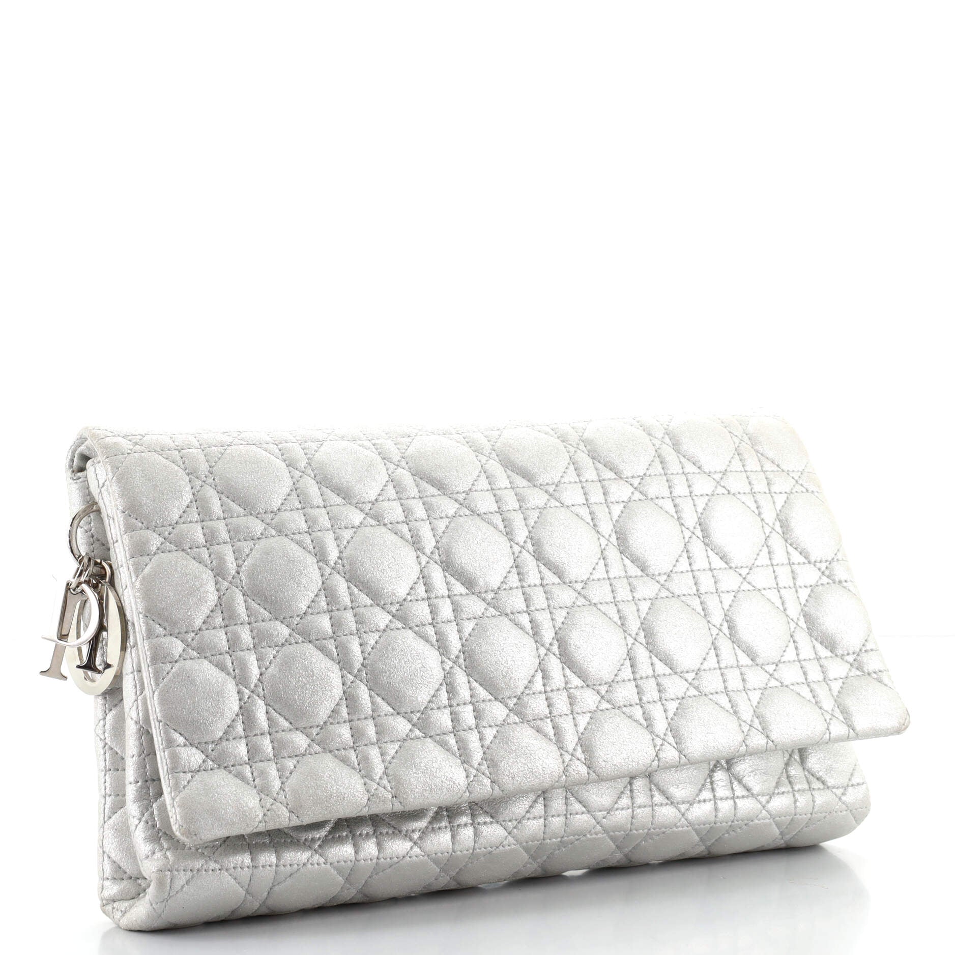 Flap Clutch Cannage Quilt Metallic Leather