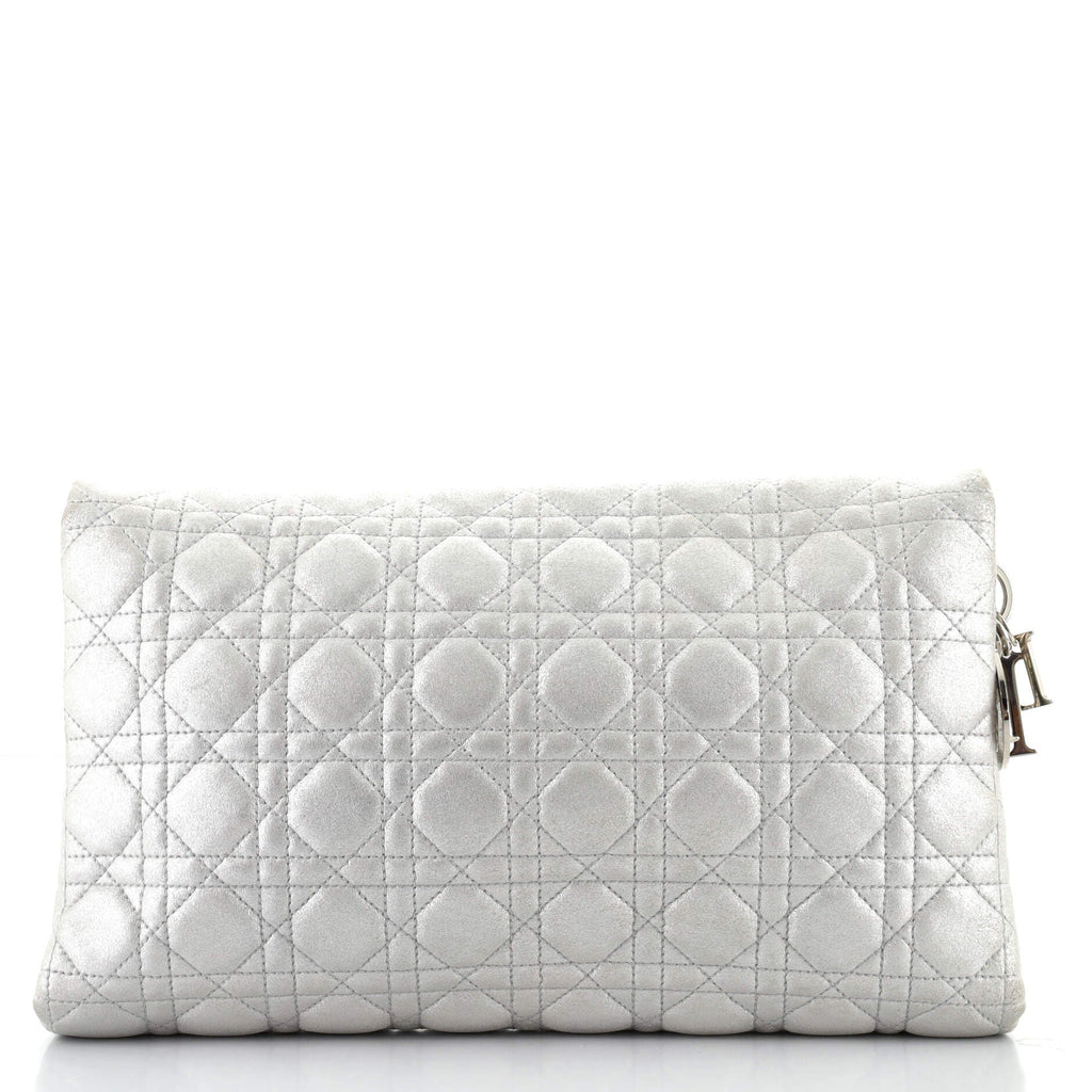 Flap Clutch Cannage Quilt Metallic Leather
