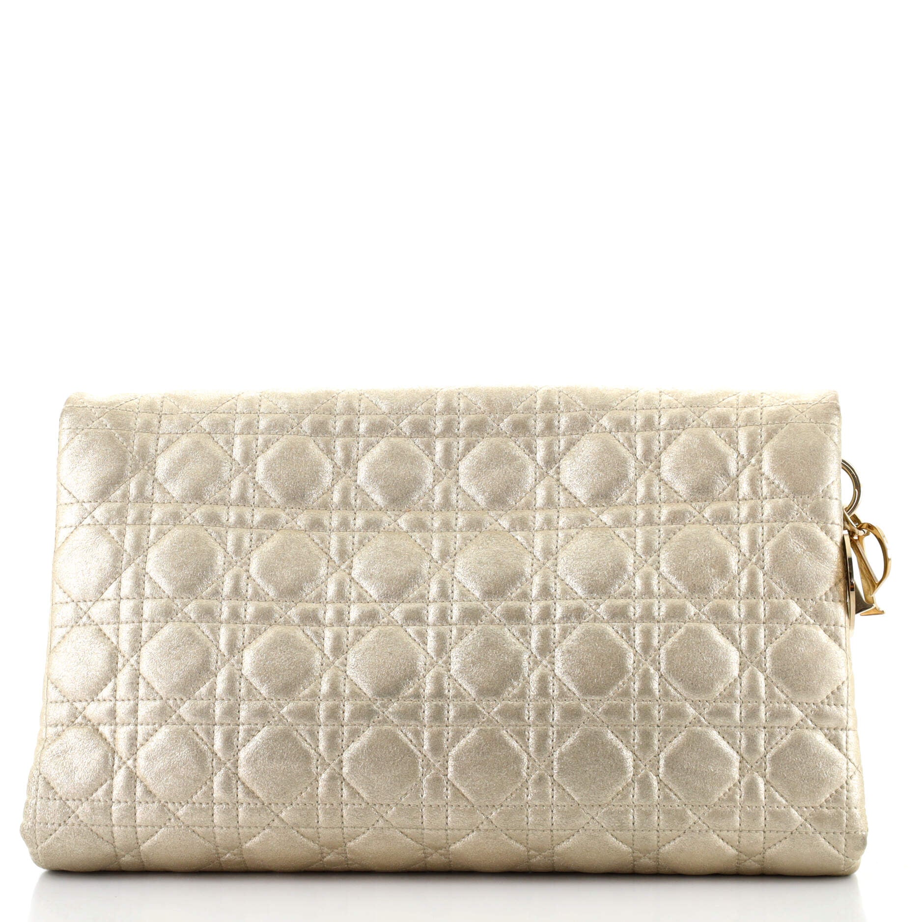 Flap Clutch Cannage Quilt Metallic Leather