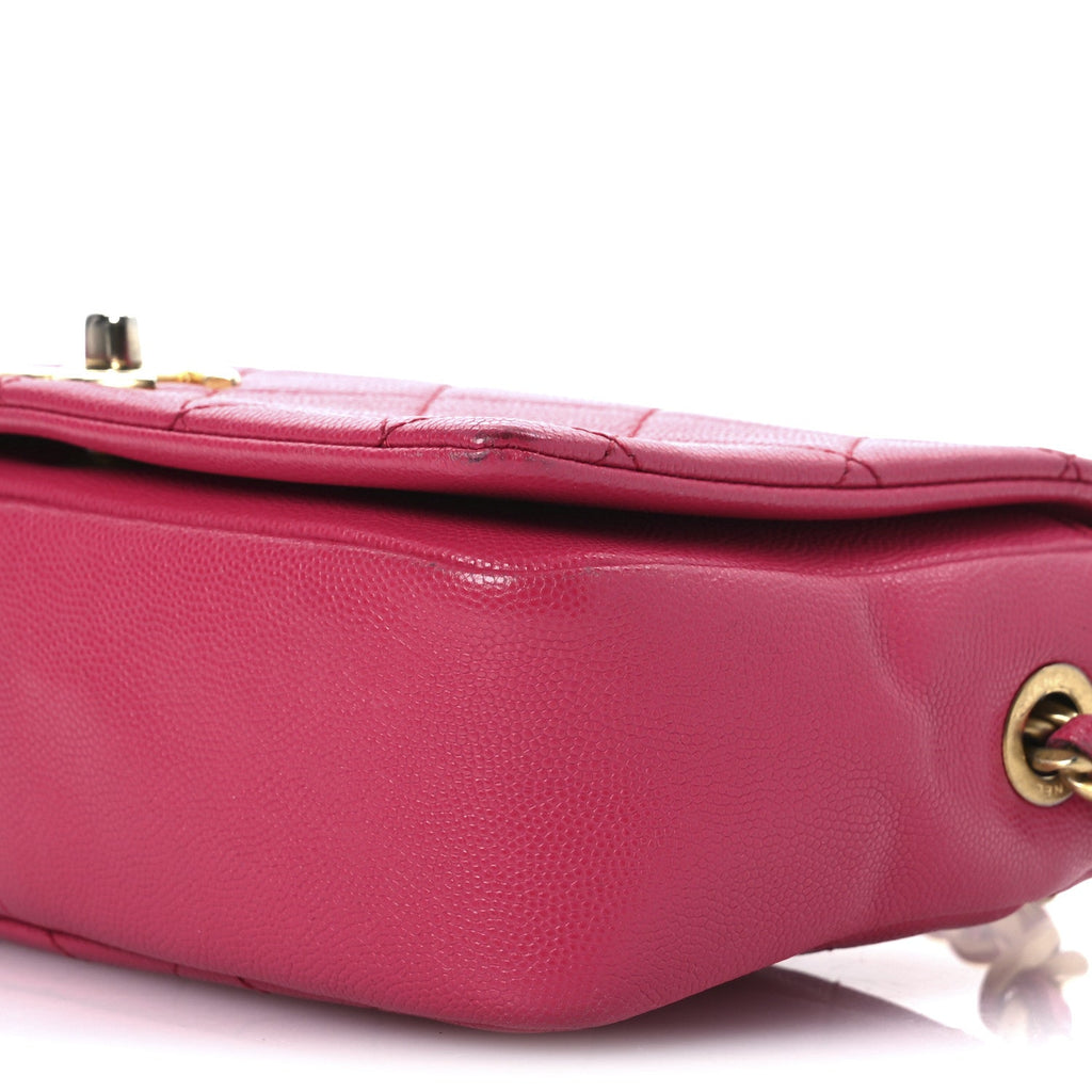 Caviar Quilted Small Fashion Therapy Flap Bag Dark Pink