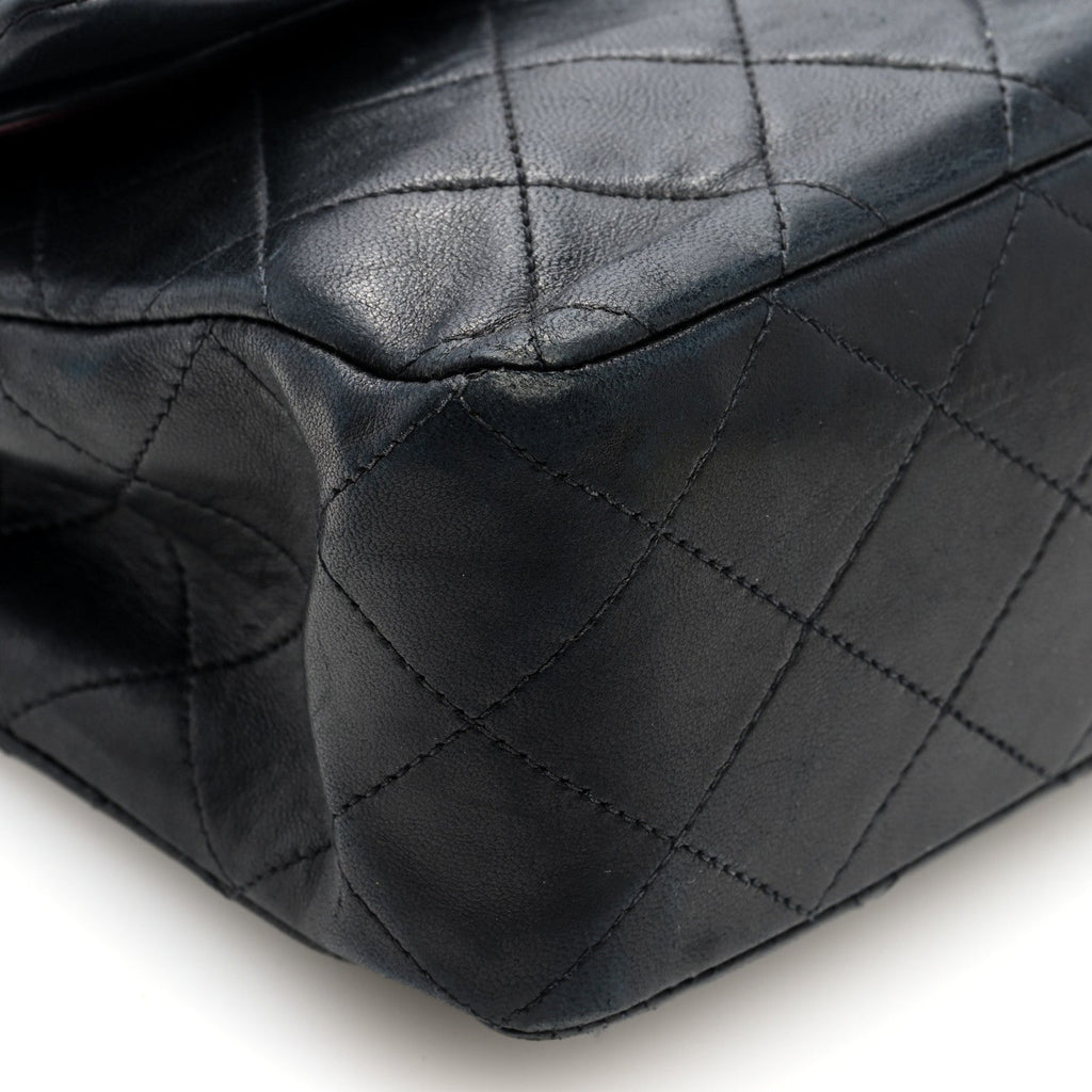 Lambskin Quilted Medium Double Flap Black