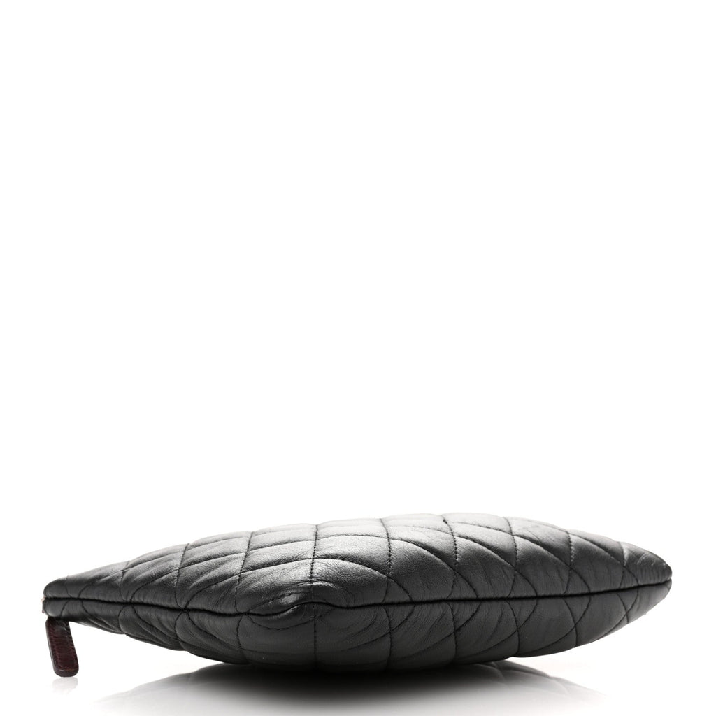 Lambskin Quilted Medium Cosmetic Case Black