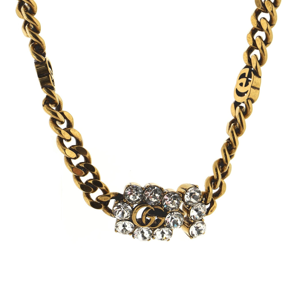 GG Chain-Link Necklace Crystal Embellished Metal