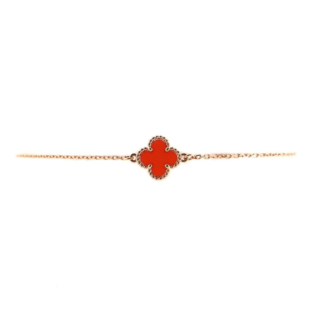 Sweet Alhambra Bracelet 18K Rose Gold and Carnelian