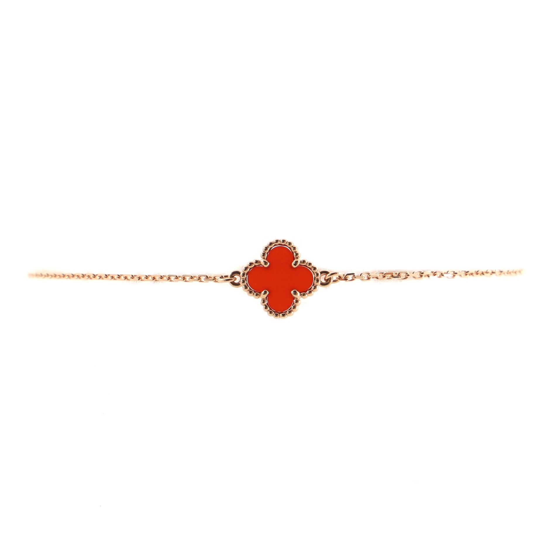 Sweet Alhambra Bracelet 18K Rose Gold and Carnelian