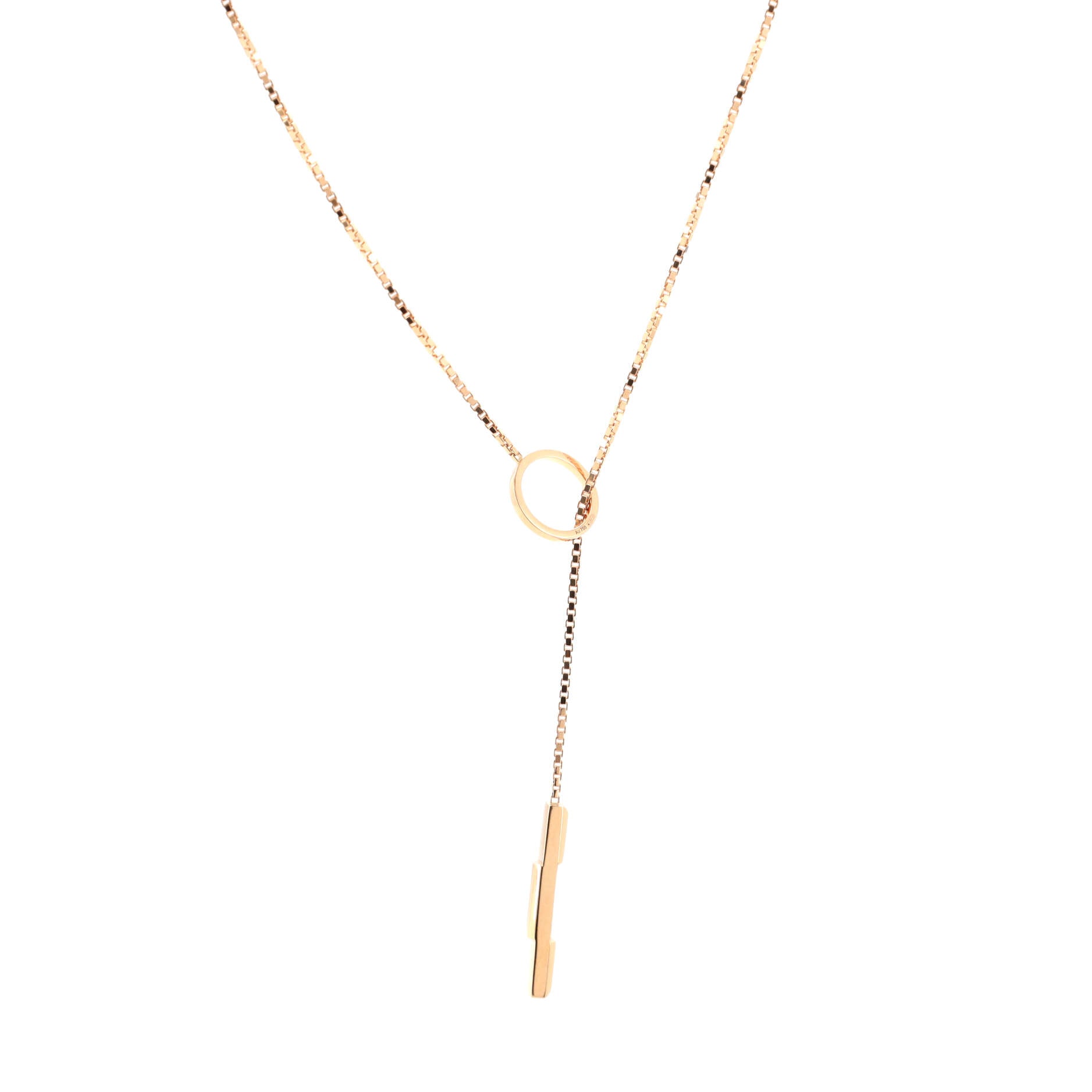 Logo Lariat Necklace 18K Rose Gold