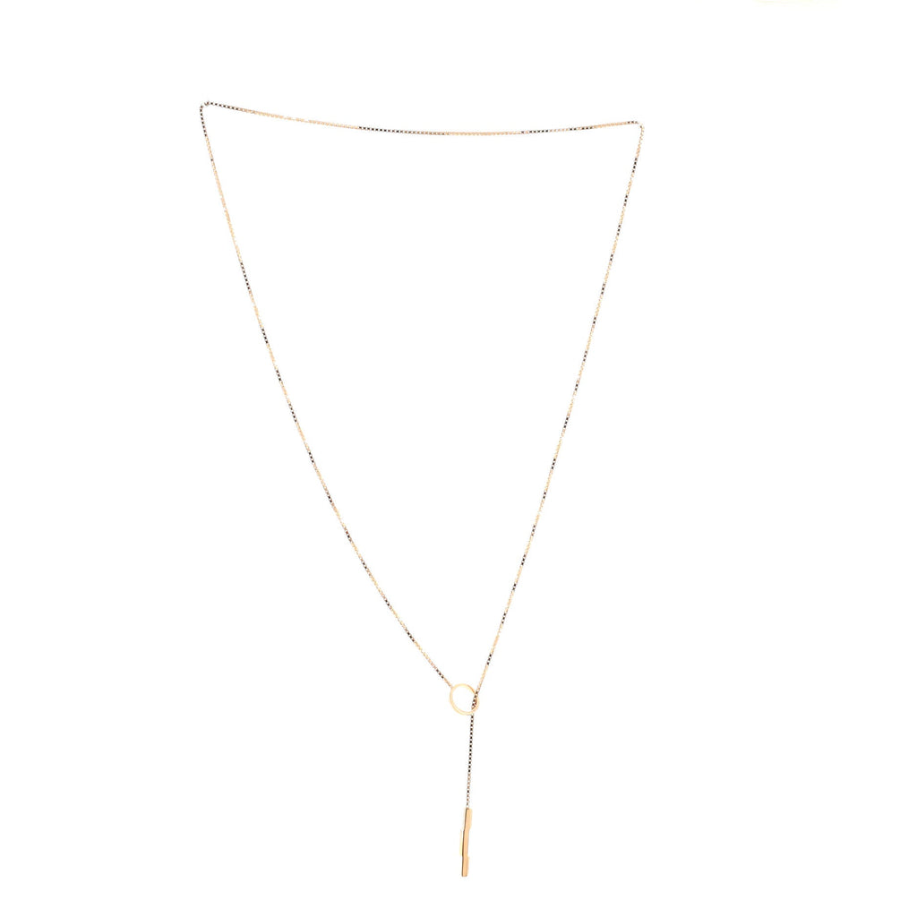 Logo Lariat Necklace 18K Rose Gold
