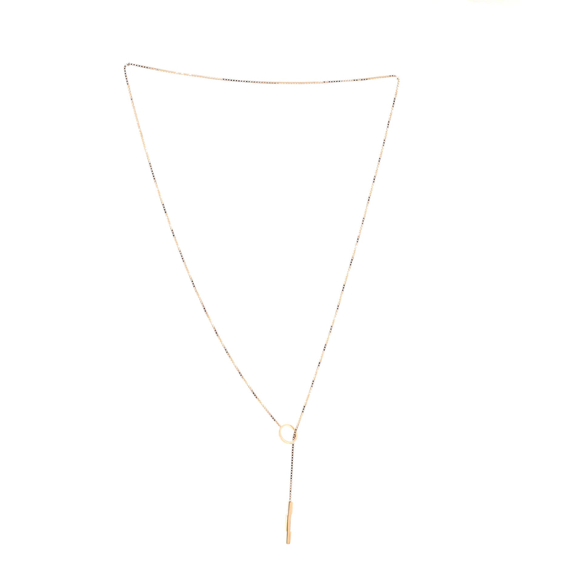 Logo Lariat Necklace 18K Rose Gold