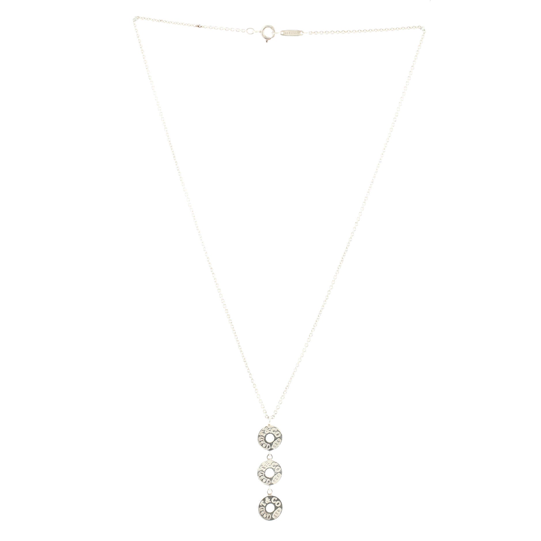 1837 Circle Triple Drop Pendant Necklace Sterling Silver