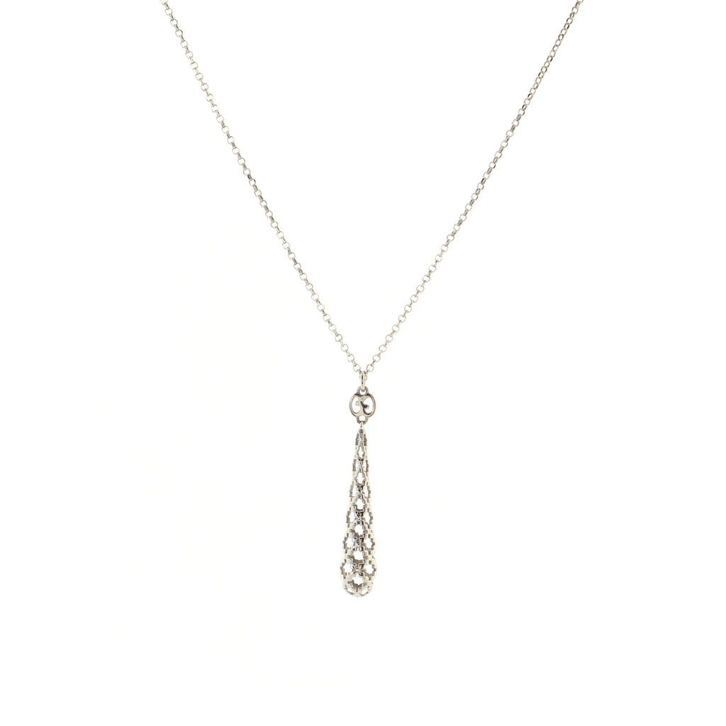 Diamantissima Drop Pendant Necklace 18K White Gold