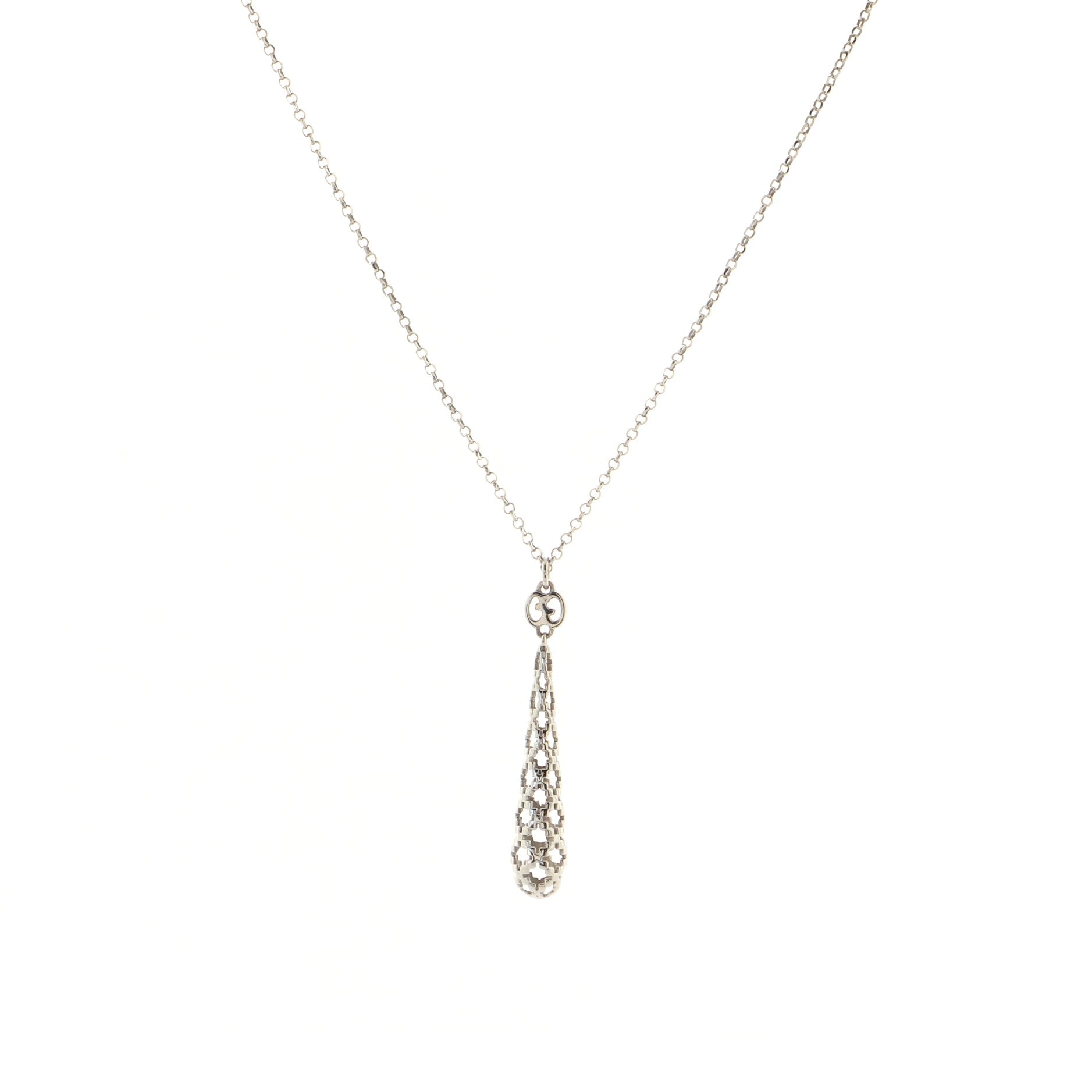 Diamantissima Drop Pendant Necklace 18K White Gold