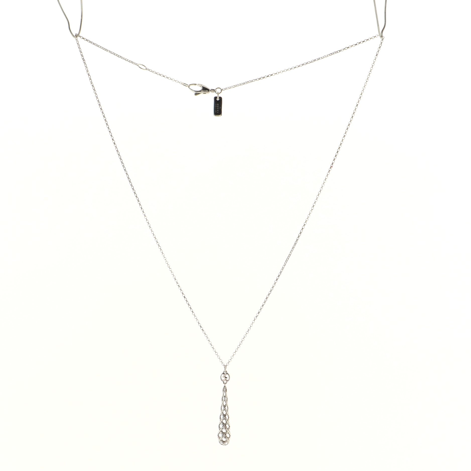 Diamantissima Drop Pendant Necklace 18K White Gold