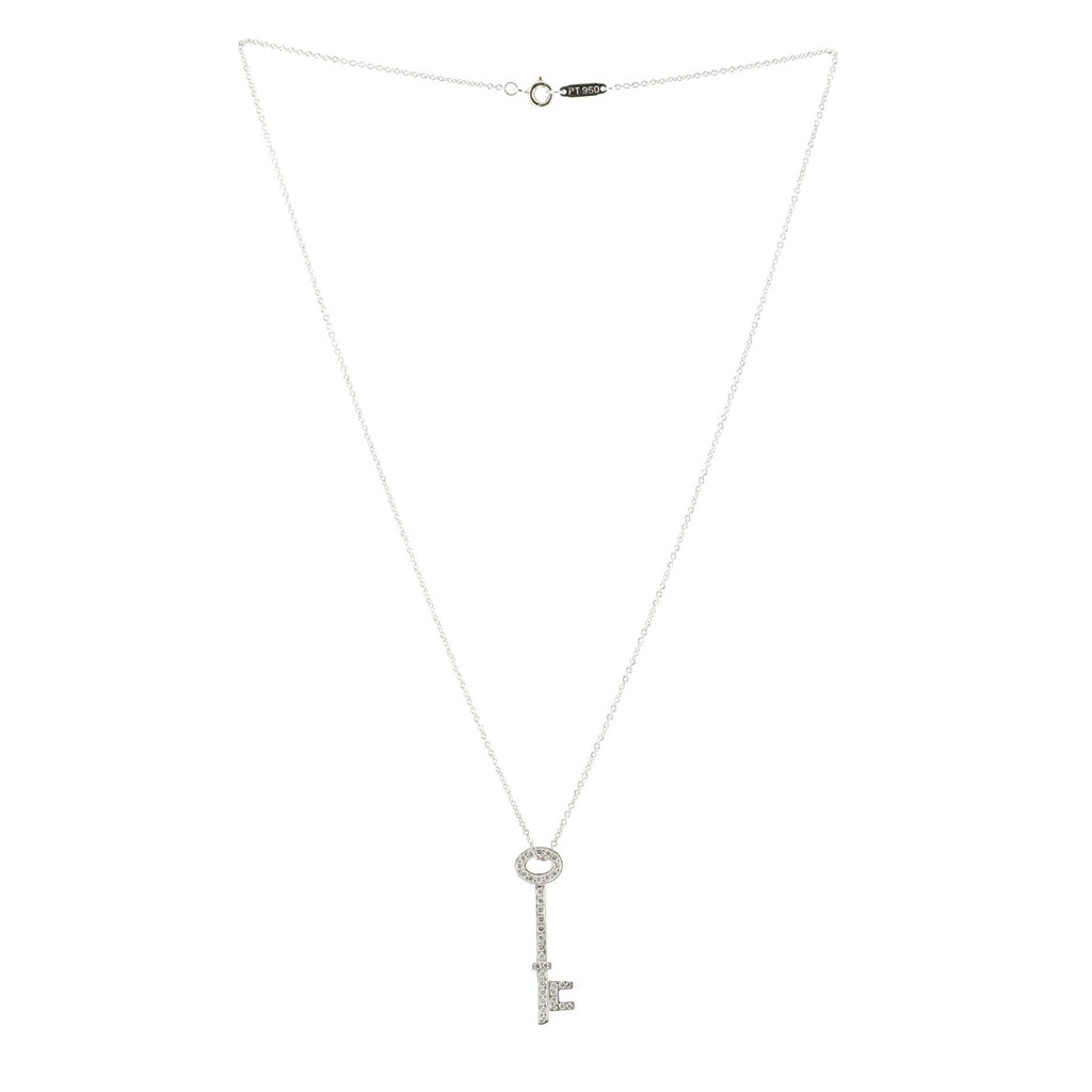 Oval Key Pendant Necklace Platinum and Diamonds
