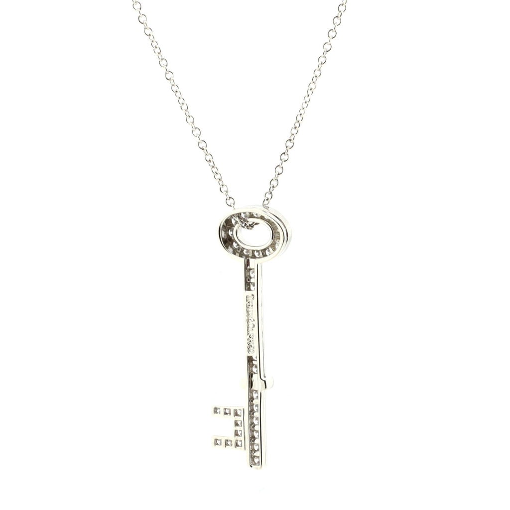 Oval Key Pendant Necklace Platinum and Diamonds
