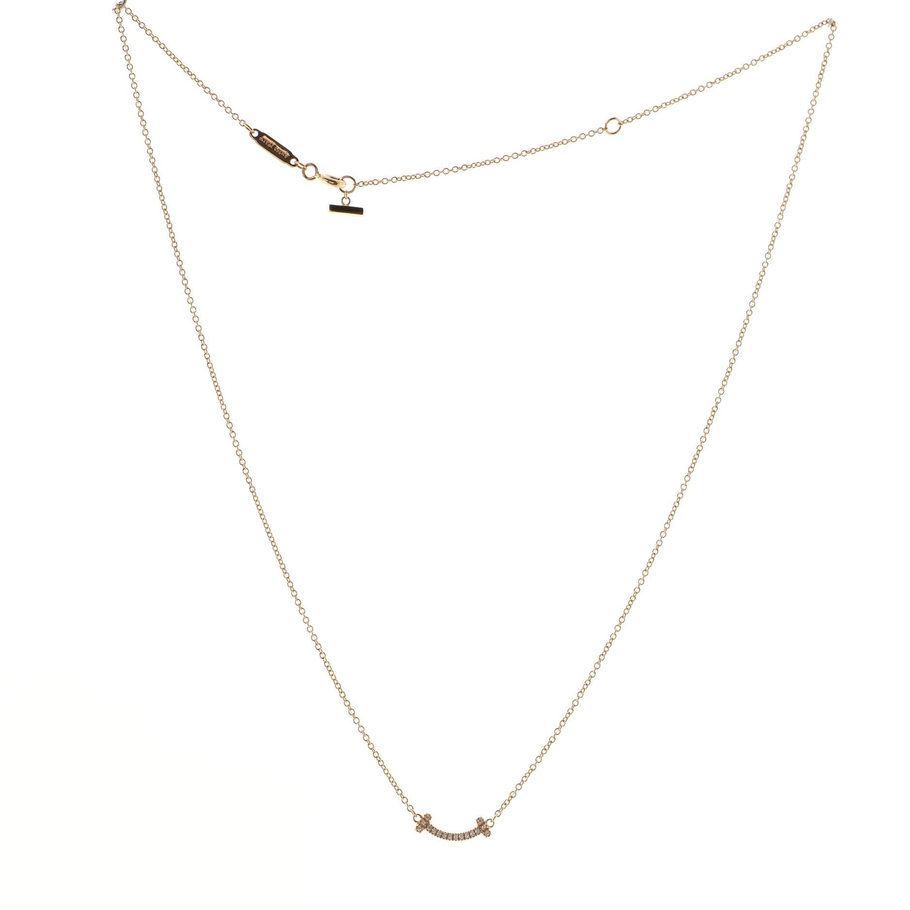 T Smile Pendant Necklace 18K Rose Gold with Diamonds Mini