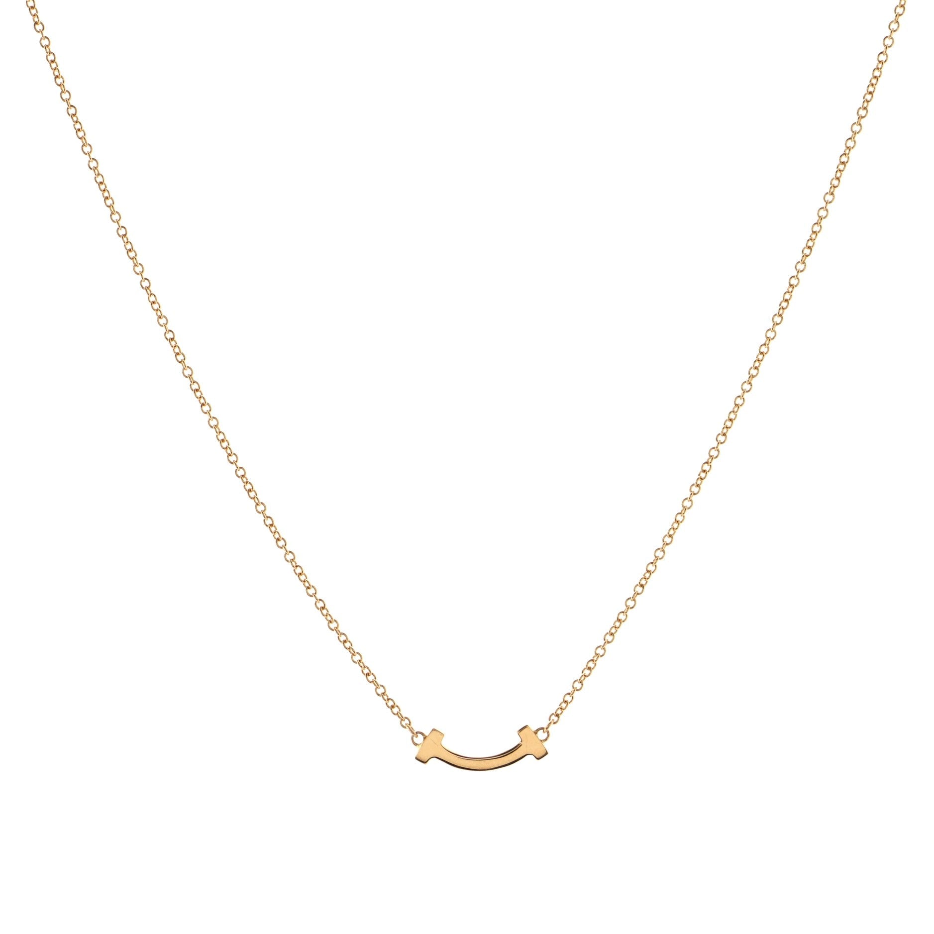 T Smile Pendant Necklace 18K Rose Gold with Diamonds Mini