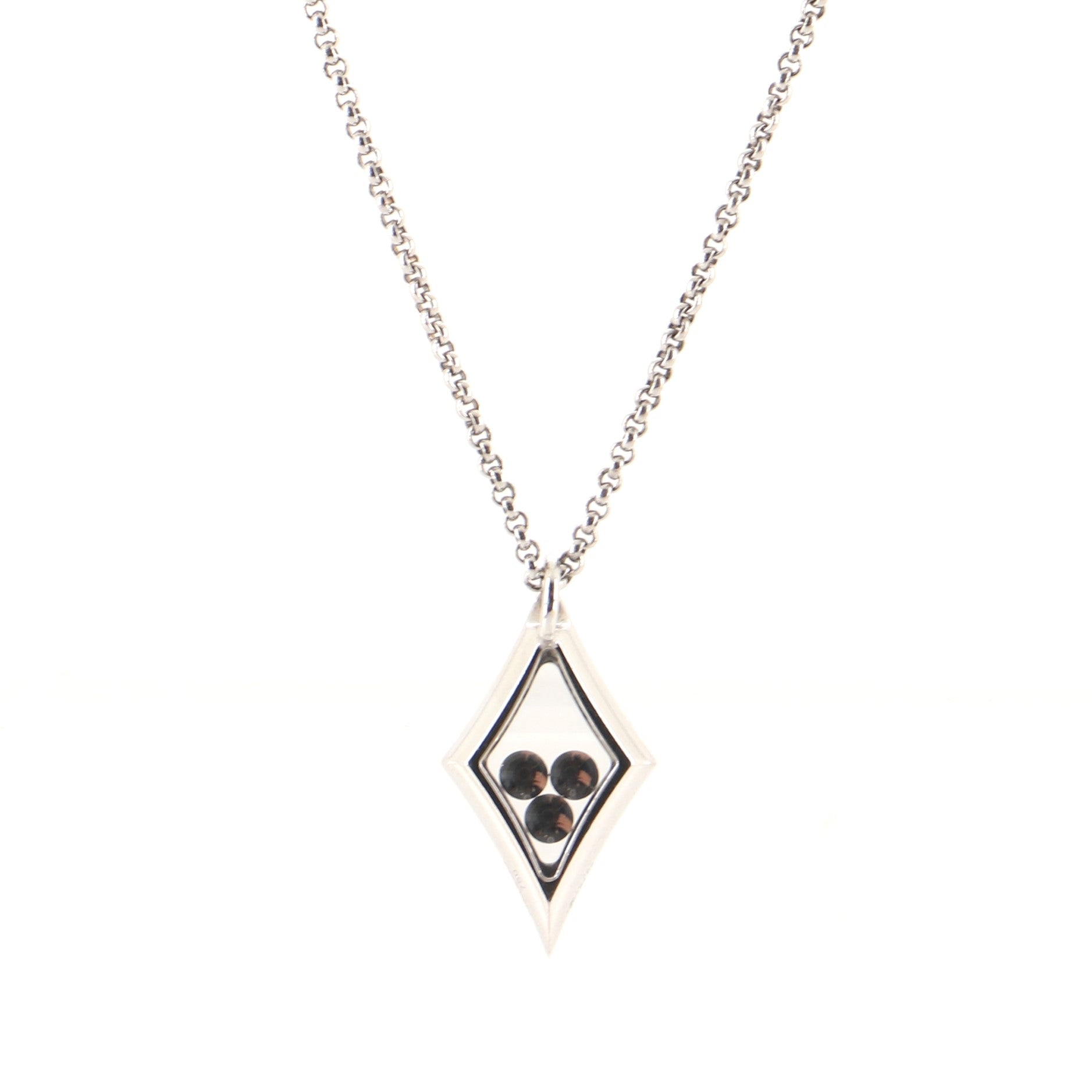 Happy Diamonds 3 Diamonds Drop Pendant Necklace 18K White Gold with Floating Diamonds