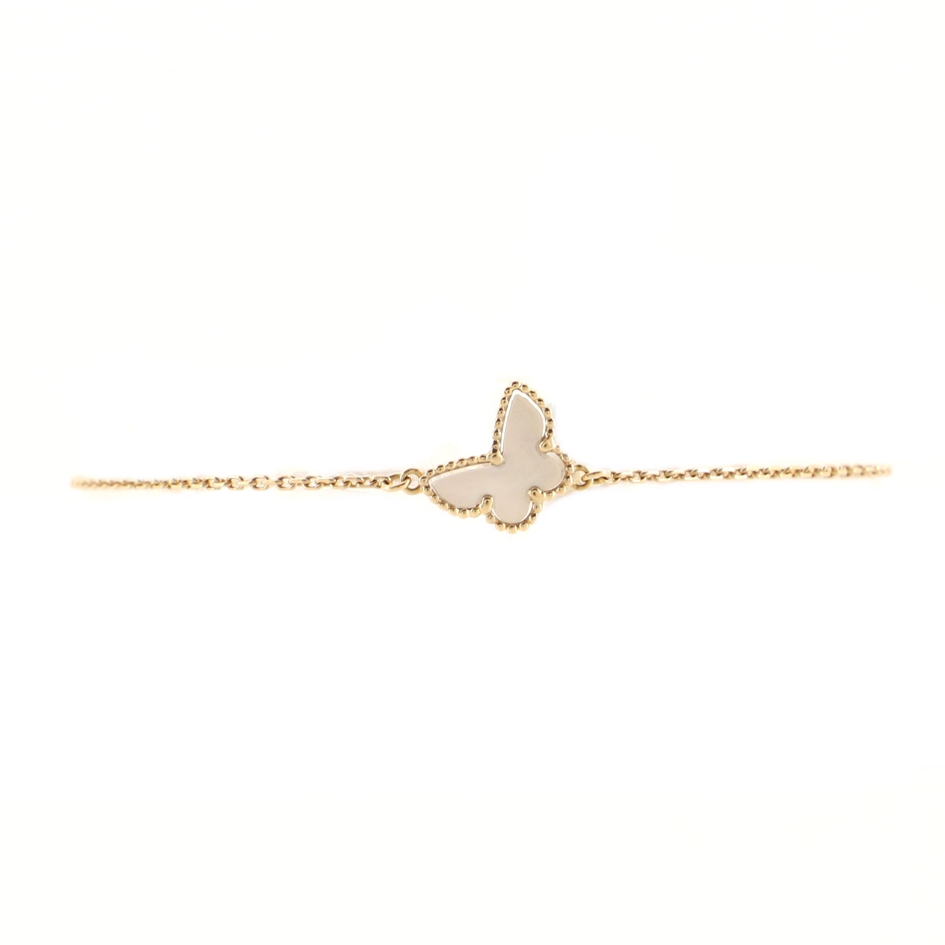 Sweet Alhambra Butterfly Bracelet 18K Yellow Gold and Mother of Pearl