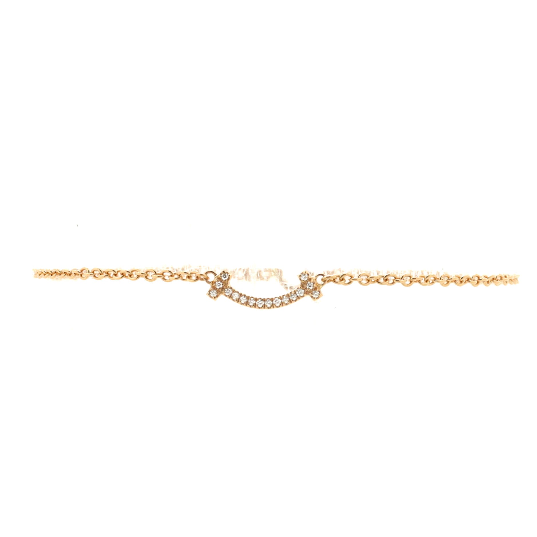 T Smile Chain Bracelet 18K Rose Gold with Diamonds Mini