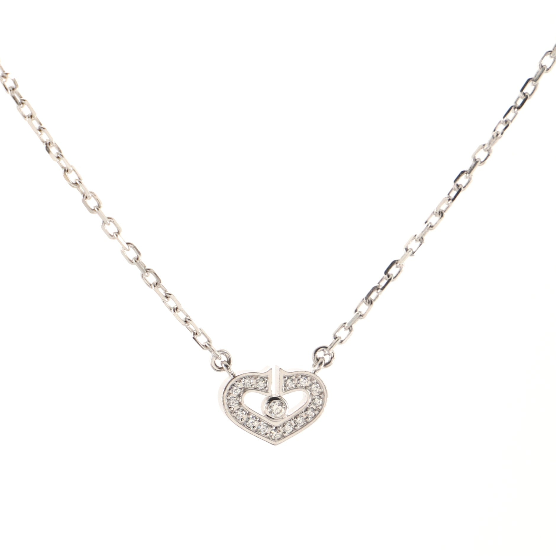 C Heart de Cartier Pendant Necklace 18K White Gold with Diamonds