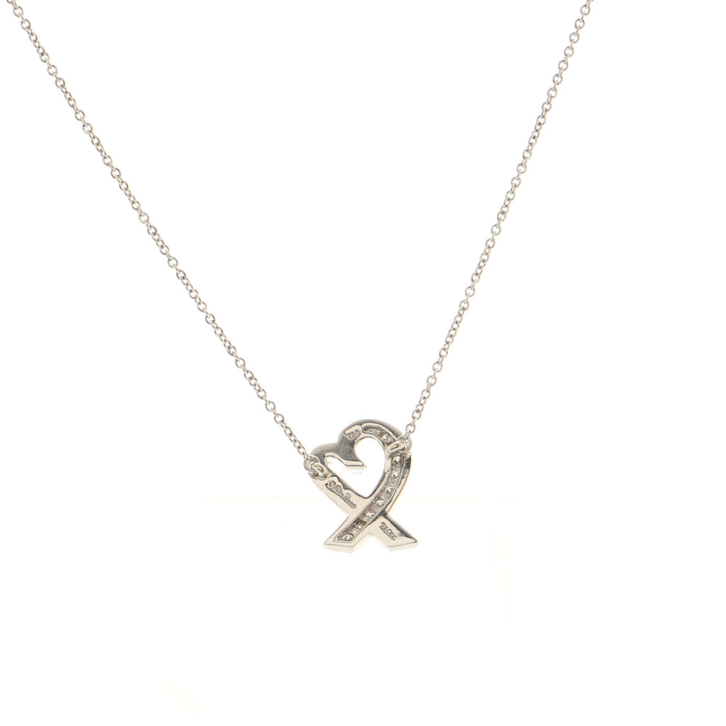 Paloma Picasso Loving Heart Pendant Necklace 18K White Gold with Diamonds