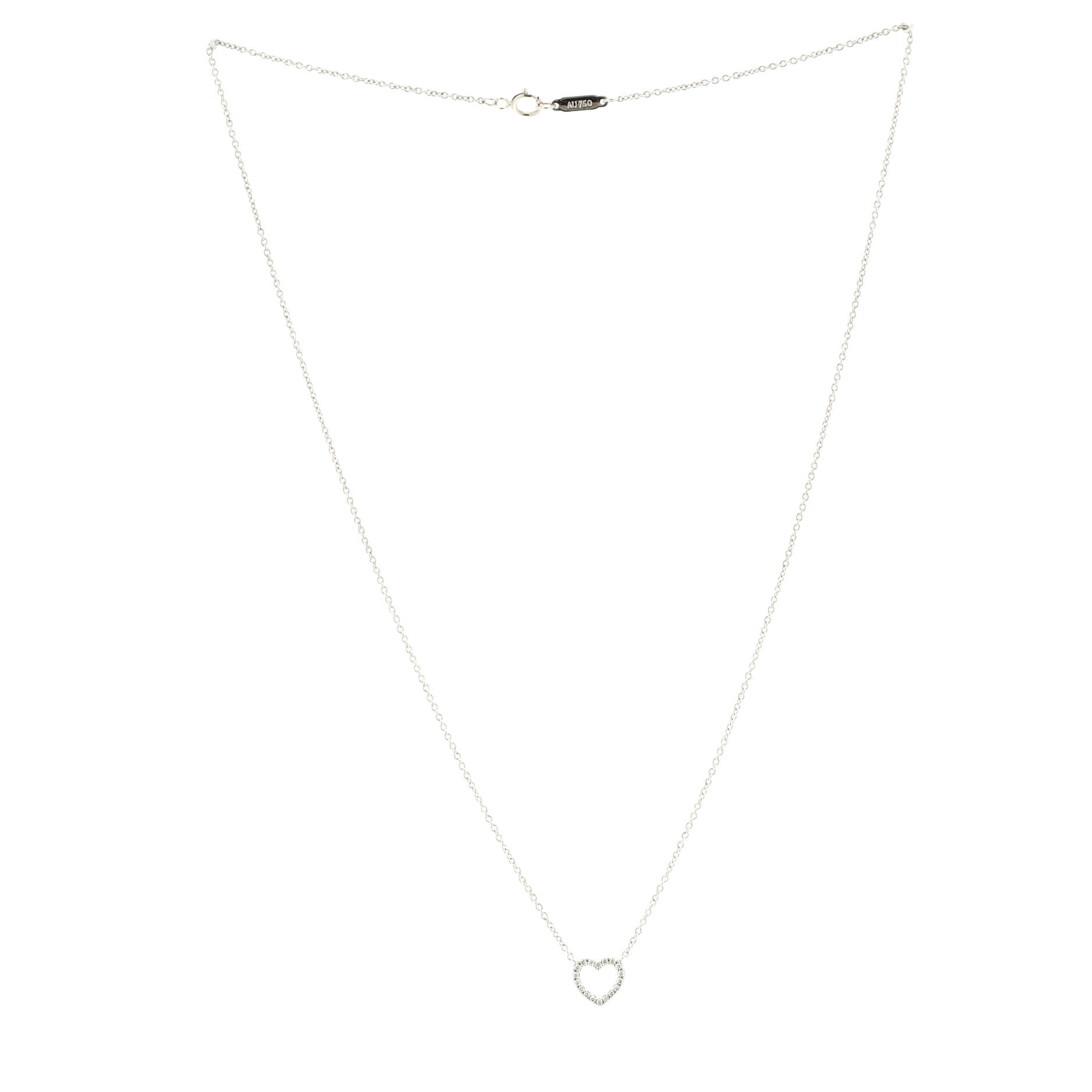 Metro Heart Pendant Necklace 18K White Gold and Diamonds Mini