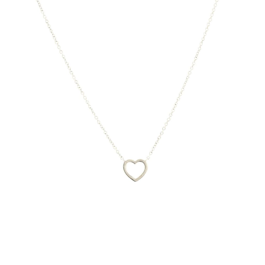 Metro Heart Pendant Necklace 18K White Gold and Diamonds Mini