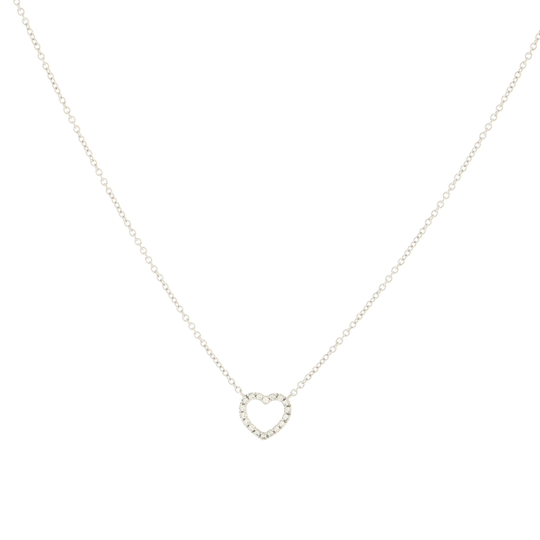 Metro Heart Pendant Necklace 18K White Gold and Diamonds Mini