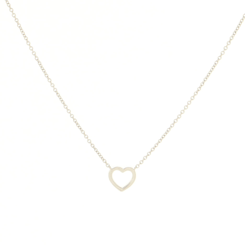 Metro Heart Pendant Necklace 18K White Gold and Diamonds Mini