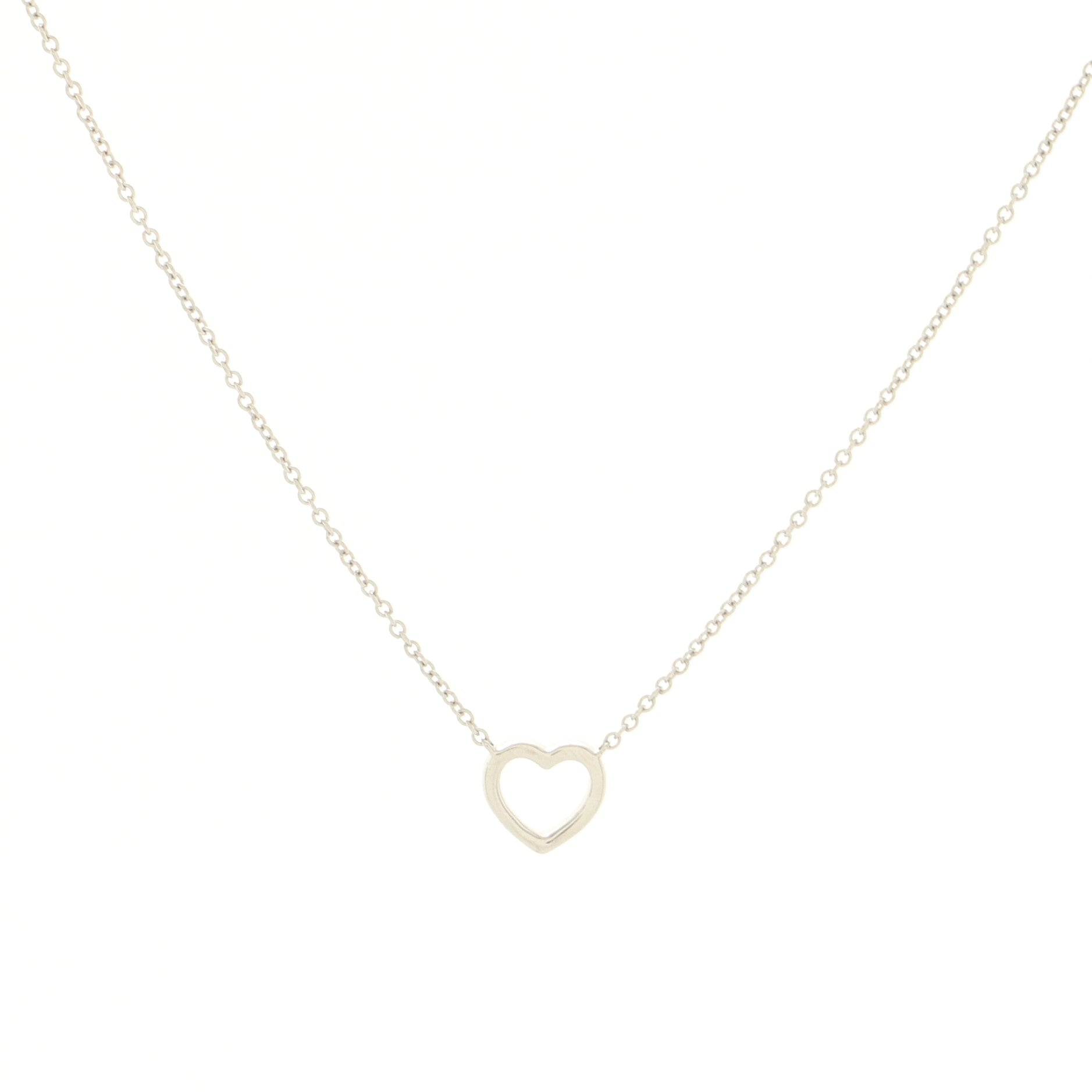 Metro Heart Pendant Necklace 18K White Gold and Diamonds Mini