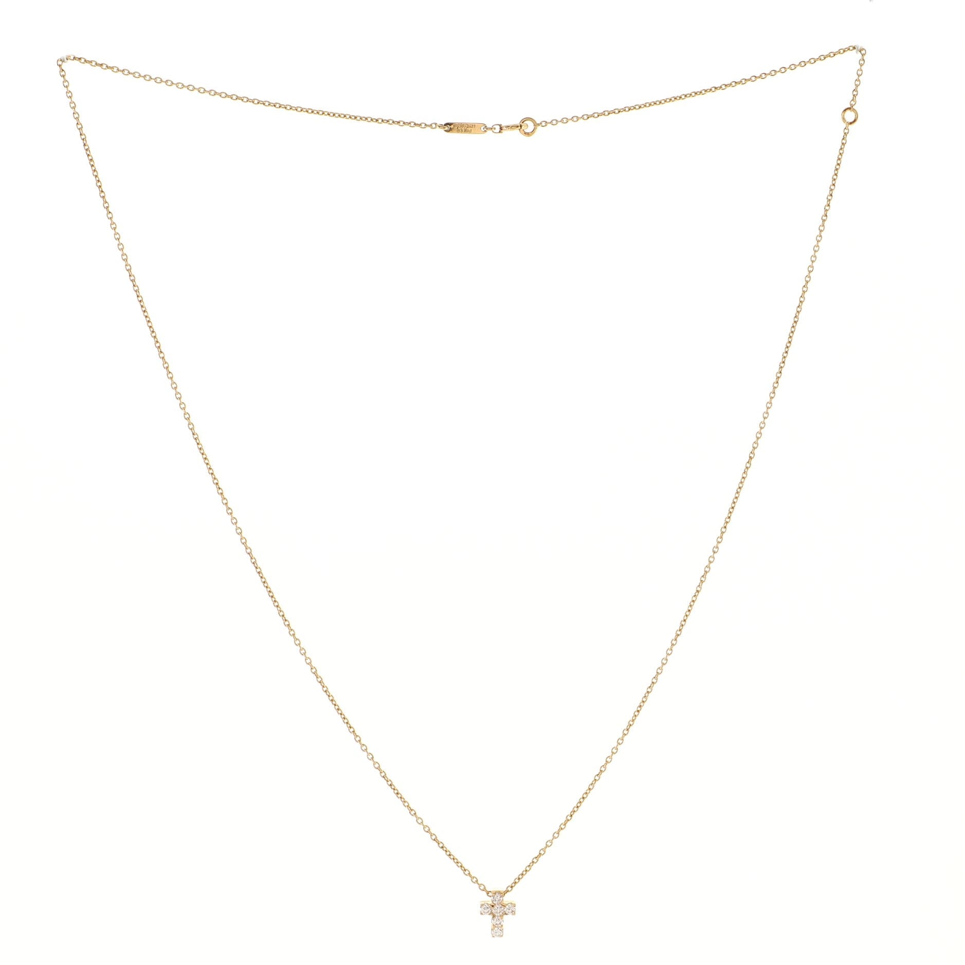 Cross Pendant Necklace 18K Yellow Gold and Diamonds Mini
